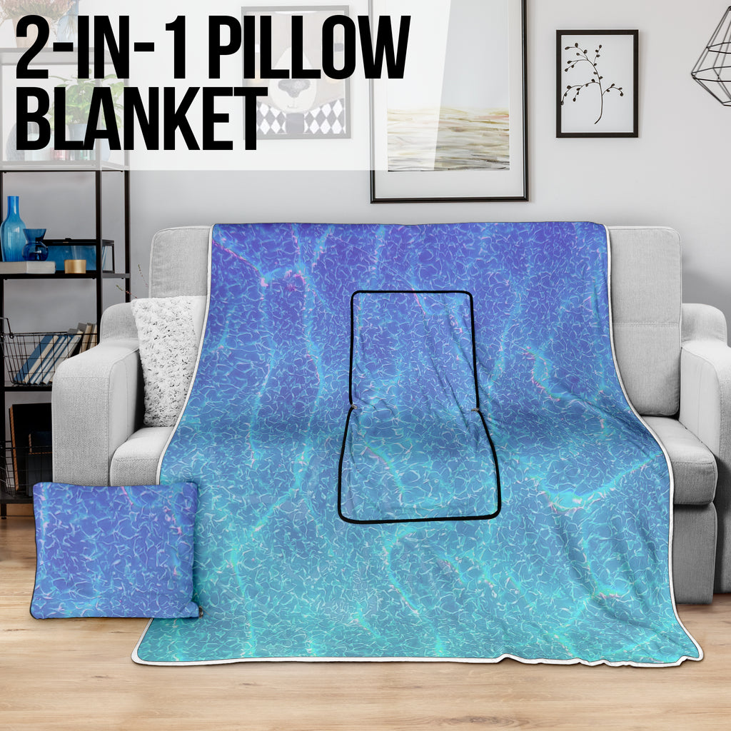 Travel Pillow-Blanket Aqua Ombre