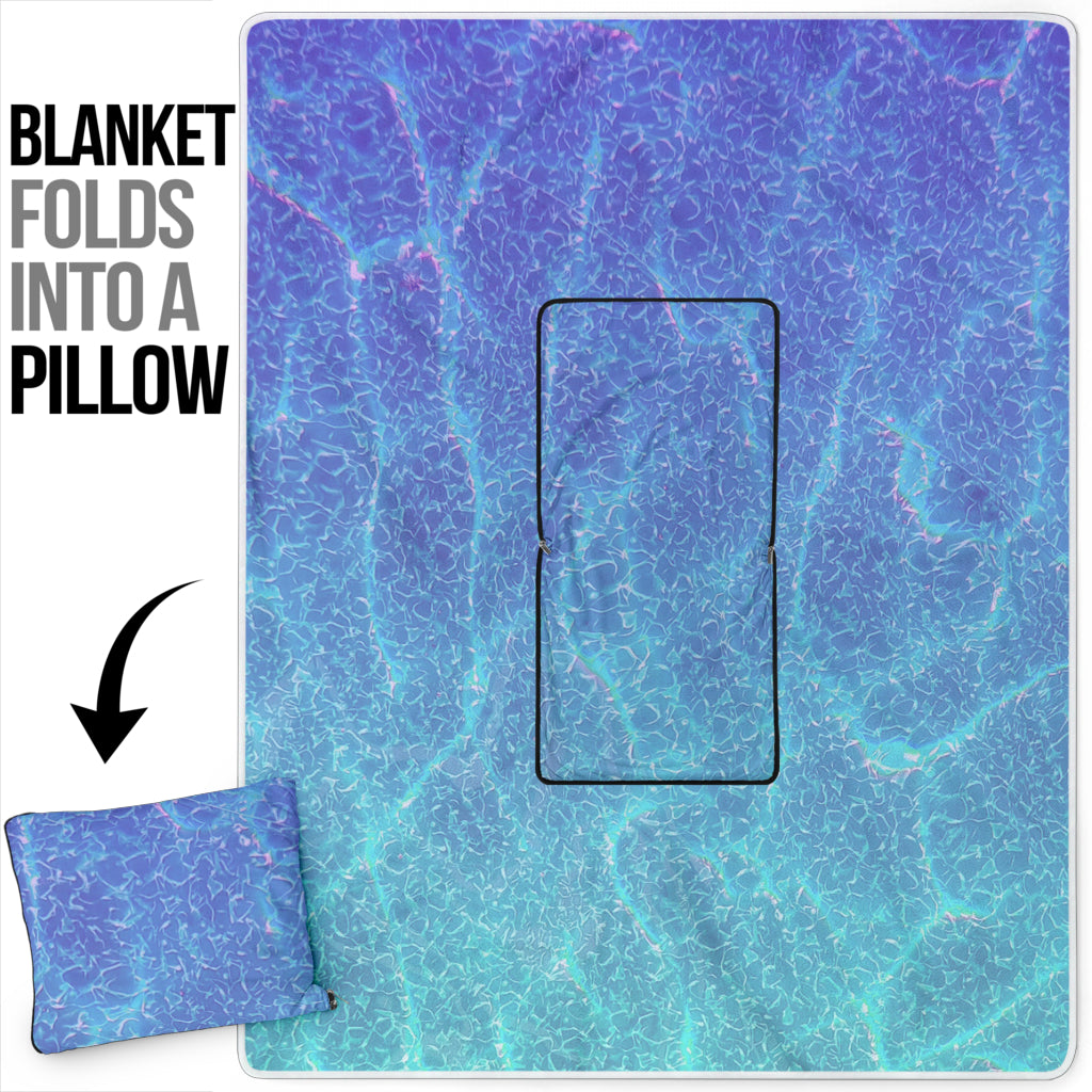 Travel Pillow-Blanket Aqua Ombre