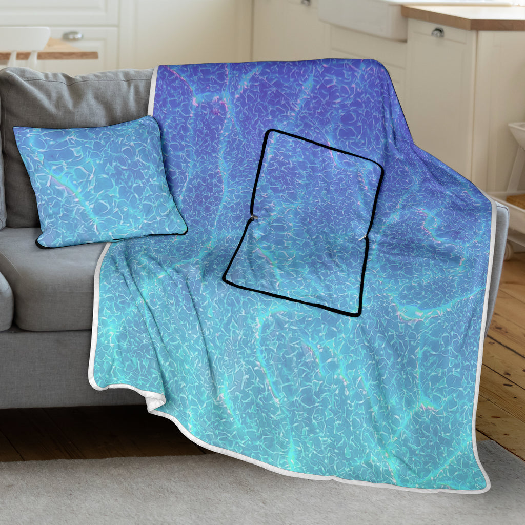 Travel Pillow-Blanket Aqua Ombre