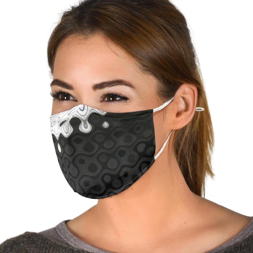 Face Mask White on Black Water 1025