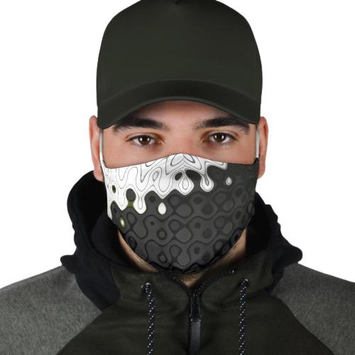 Face Mask White on Black Water 1025