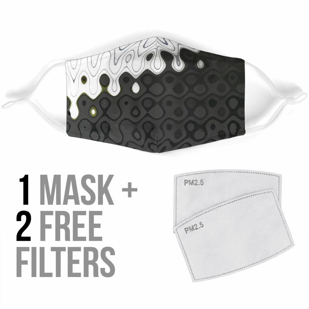 Face Mask White on Black Water 1025