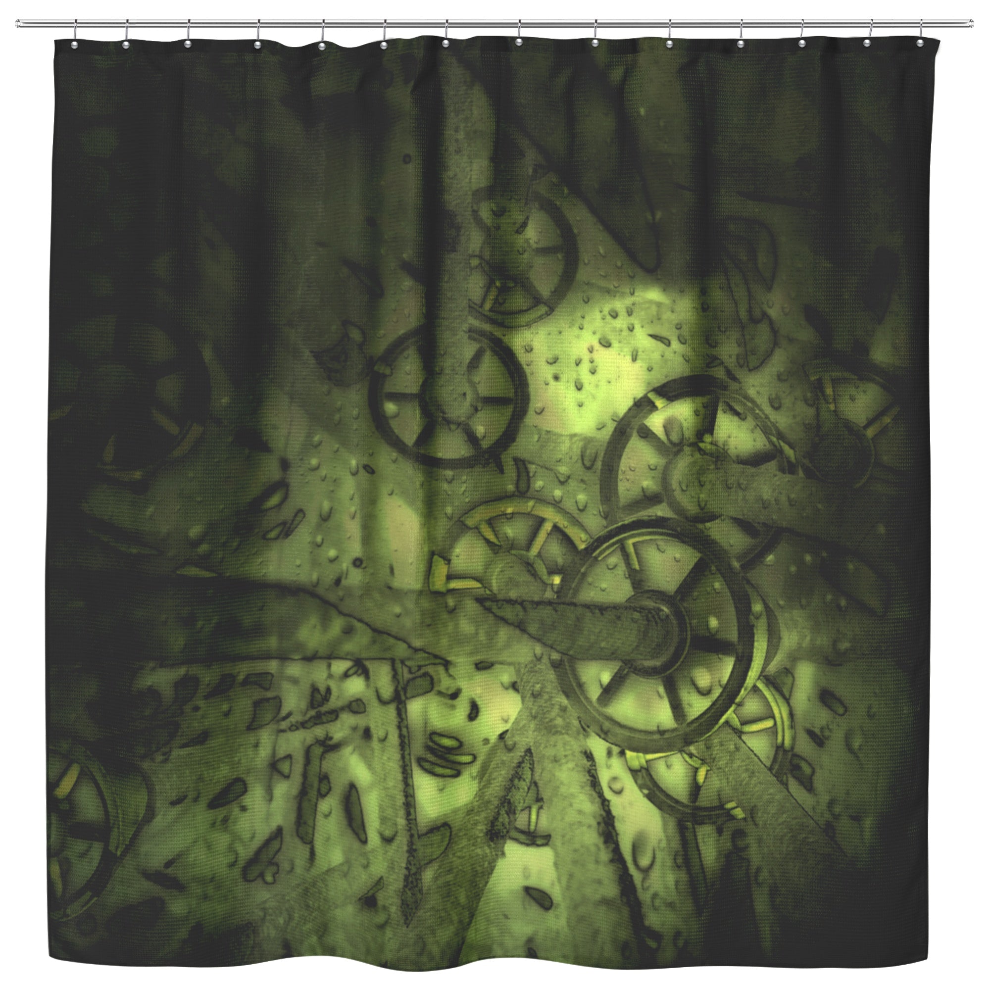 Shower Curtain Abstract Rods 1648 Green