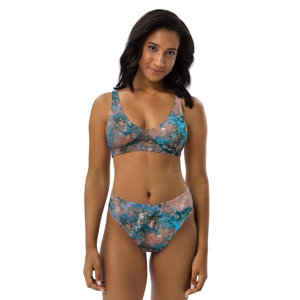 Granite High-Waisted Bikini Turquoise Recycled Materials