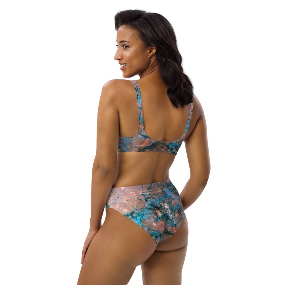 Granite High-Waisted Bikini Turquoise Recycled Materials