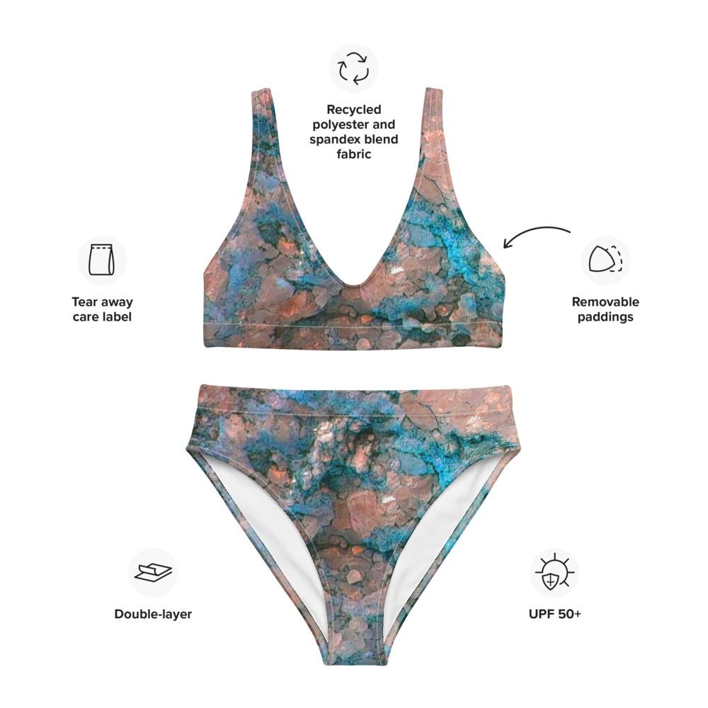 Granite High-Waisted Bikini Turquoise Recycled Materials