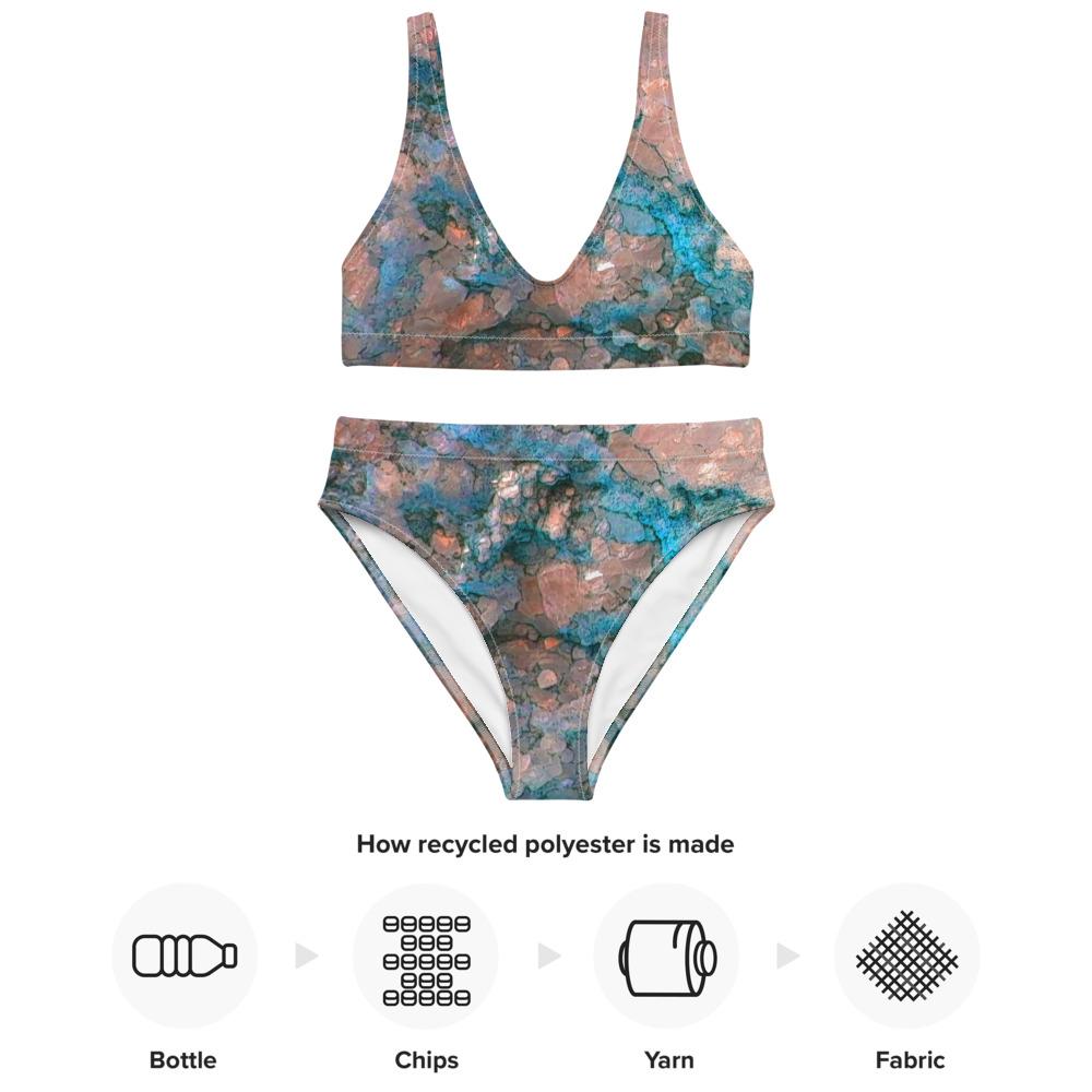 Granite High-Waisted Bikini Turquoise Recycled Materials