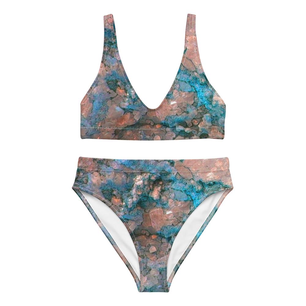 Granite High-Waisted Bikini Turquoise Recycled Materials